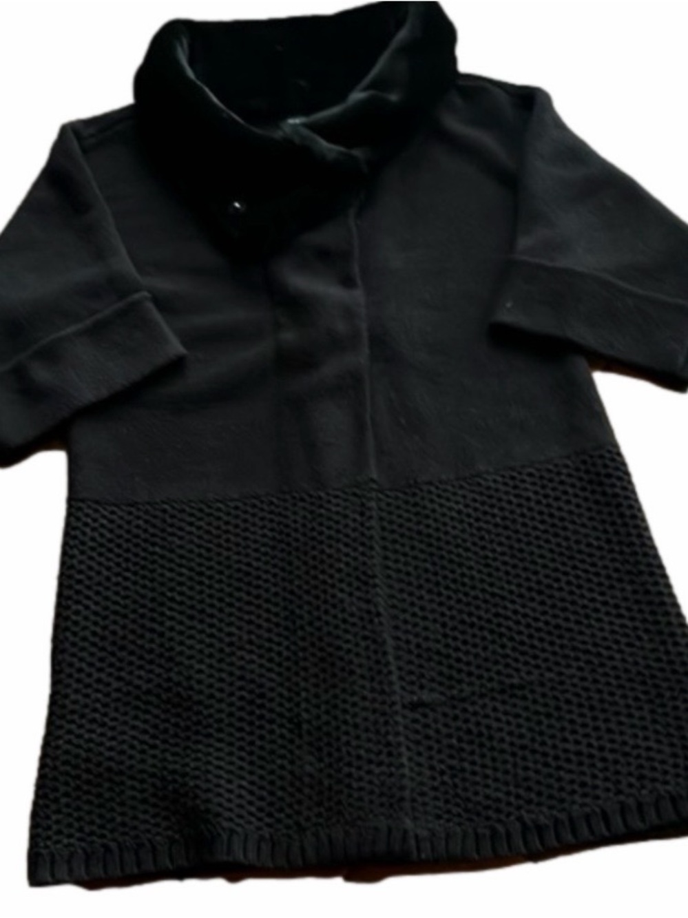 Faux Fur Collar/Black Knit Cardigan by Ann Taylor